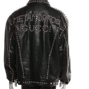 Gucci Black Leather Jacket with Silver Studs